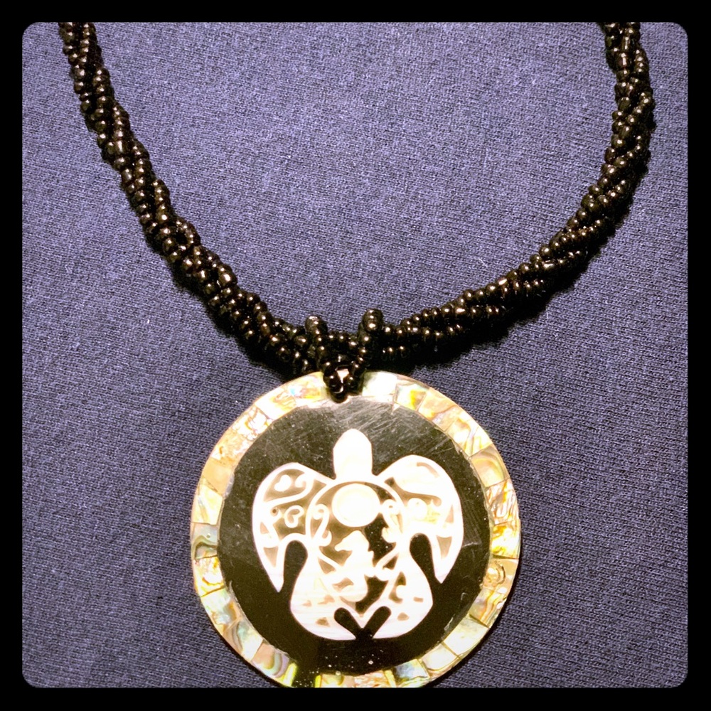 Beaded Shell Sea Turtle Necklace